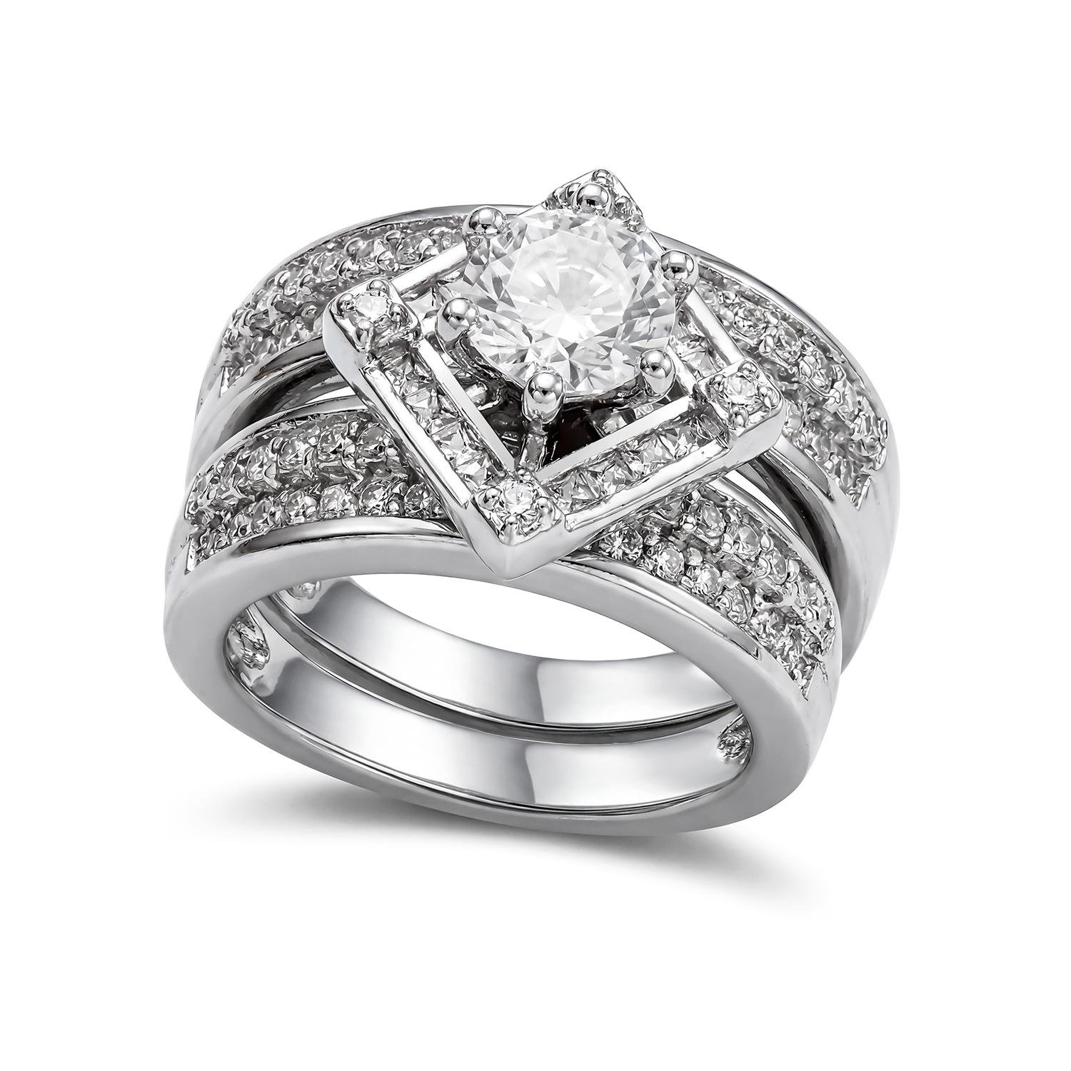 

2Pcs Brilliant Square Zircon Promise Ring Set for Women Elegant Vintage Luxury Stackable Finger Ring Anniversary Party Jewelry 6