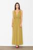 Elegant Long Maxi Dress With Deep Neckline And Open Back Olive - M483 Size L