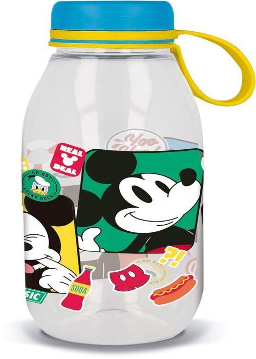 Tataway Gourde transparente Disney Ecozen pour enfant en tritan Mickey Mouse 460 ml avec bouchon et anse en silicone