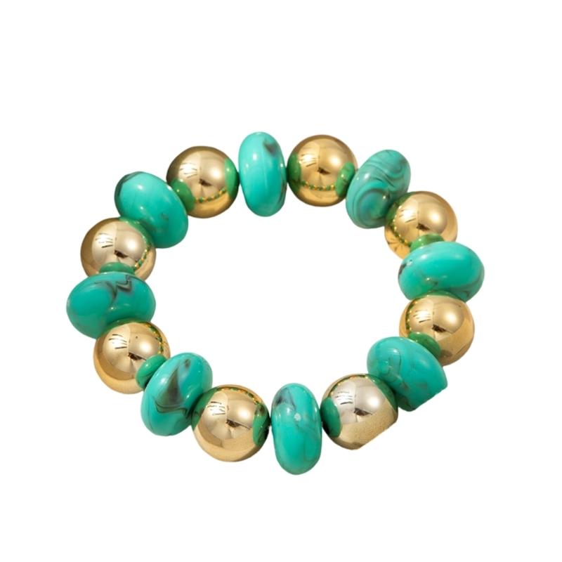 Vibrant Multicolor Acrylic Bead Bracelet Lightweight Waterproof Jewelry Wrist Chain For Everyday Wear & Party