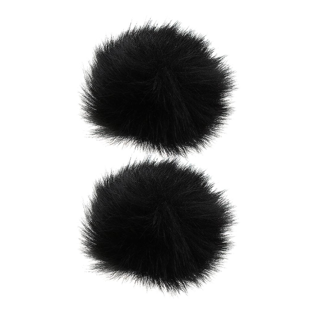2Pcs Black Outdoor Lapel Microphone Windscreen Wind Muff Furry Cover 1.0cm