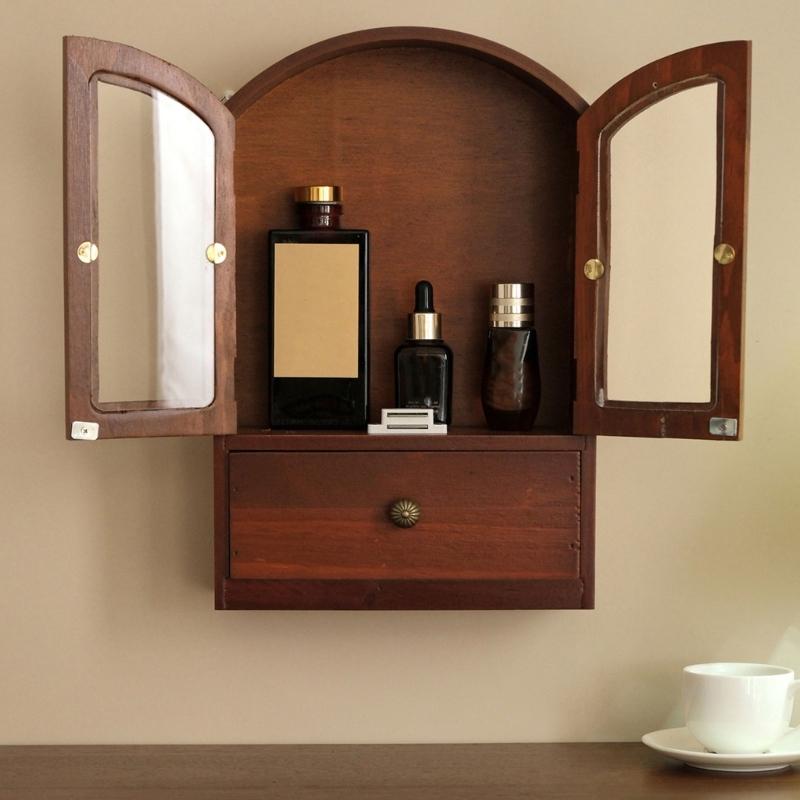 Sturdy Wooden Desktop Organizers Cabinet Clear Glass Front Panel Multipurpose Storage For Home Office Decors