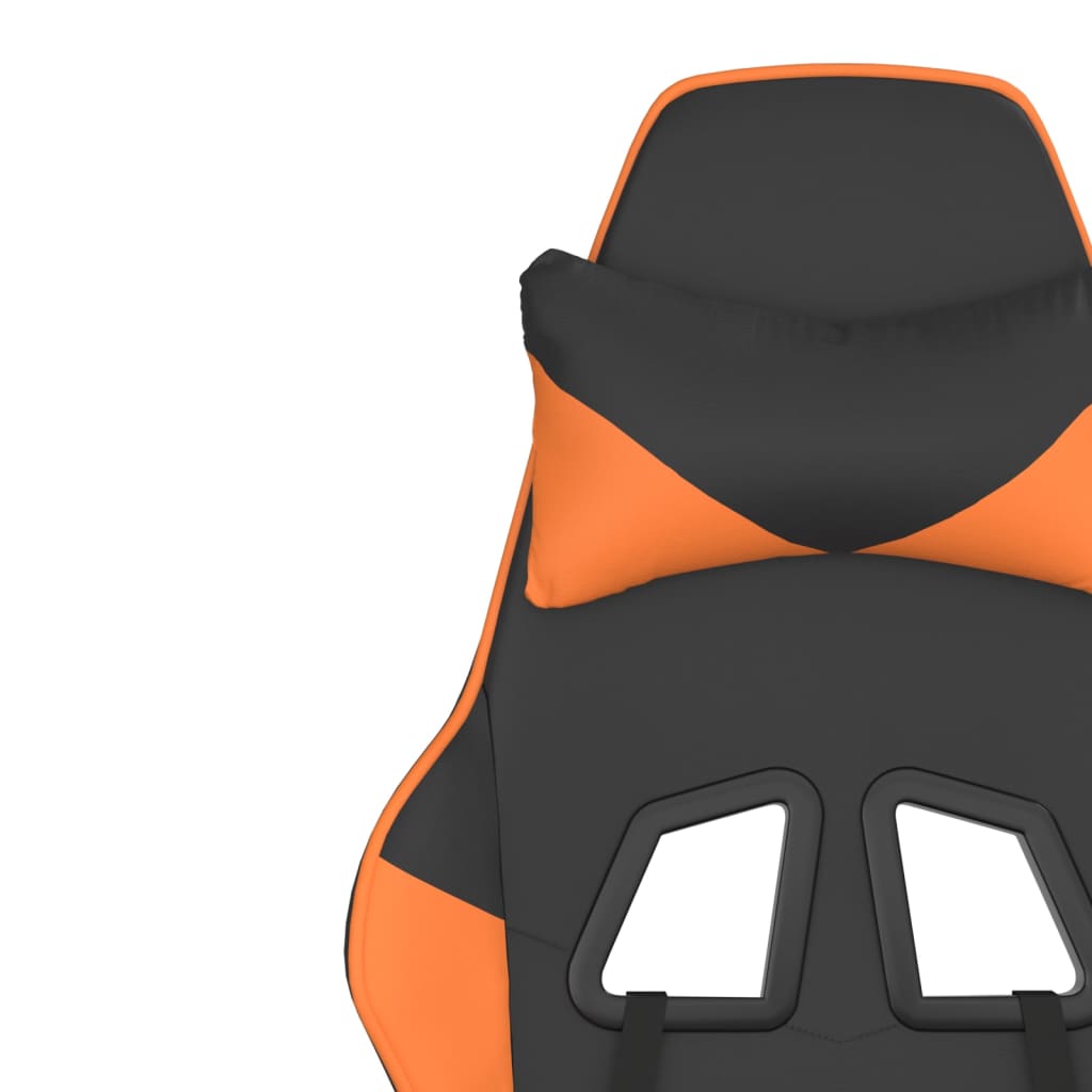 Gaming Chair with Massage Function and Footrest Black & Orange Faux Leather