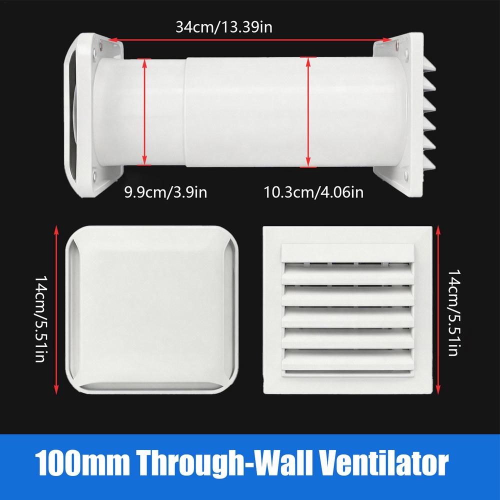 1" Through Wall Ventilation Kit Passive Air Intake Exhaust Set with Louver Grille, Universal Wall Vent for Home Bathroom Kitchen
