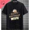 Moglie Felice Vita Felice Slogan Divertente Modello Maglietta Puro Cotone Girocollo Casual Manica Corta Magliette Per Unisex Stile Umoristico T-shirt