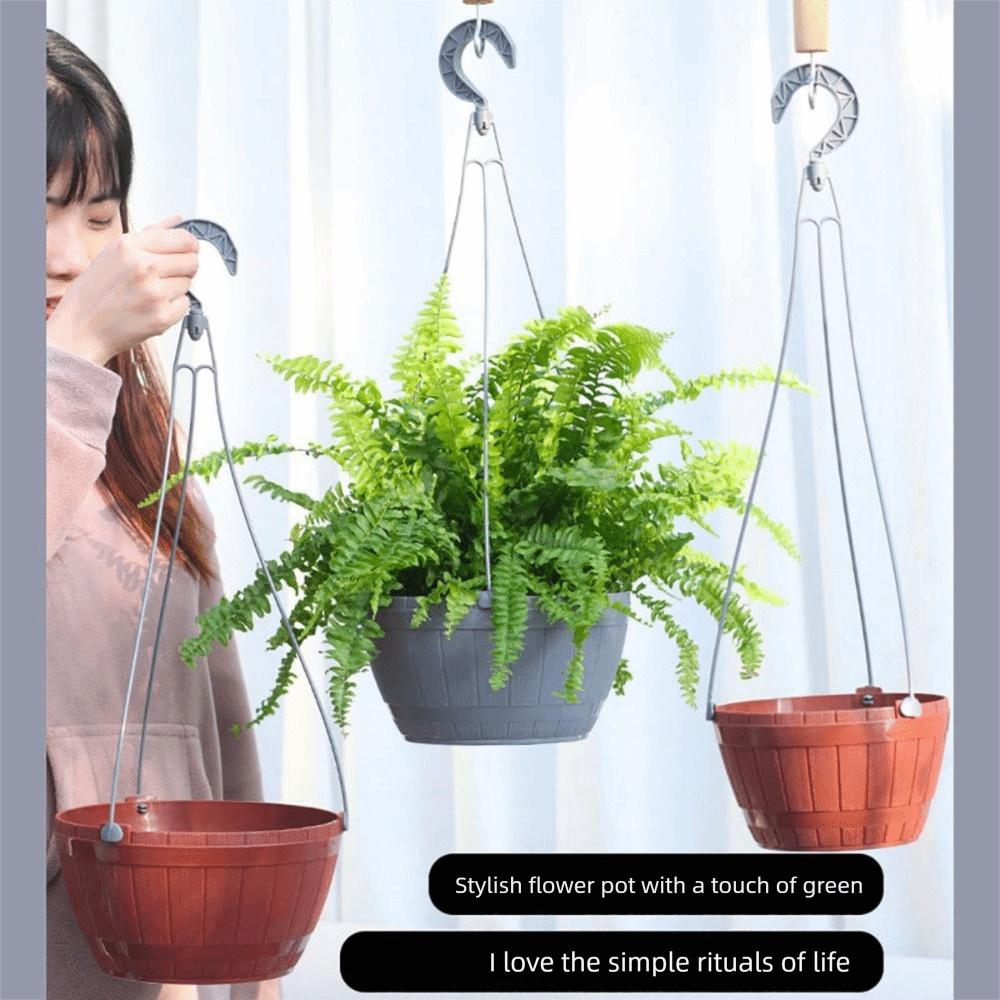 Grey Brown Hanging Flower Pots Self Watering Plant Flowerpot High Quality Planter  Balcony Decor