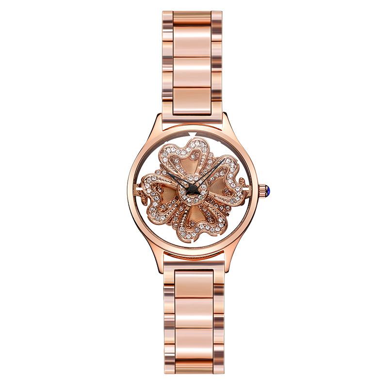Hong Kong New Steel Belt Heart-shaped Rhinestone Women's Watch Waterproof Watch Quartz Watch