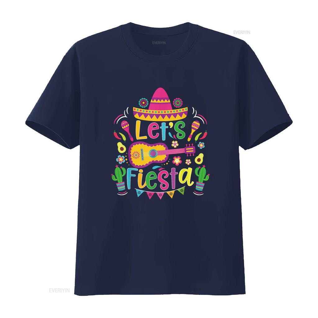 Let s Fiesta Cinco De Mayo Mexican Guitar Cactus T Shirt vintage Washed fashion Casual Soft designer clothes Stylish Breathable