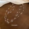 Irregular crystal beaded three-layer necklace, stylish and simple, versatile collarbone chain, personalized niche design, women's clothing