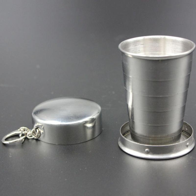 1pc Mini Collapsible 75/150/250ml Alcohol Cup Stainless Steel Portable Outdoor Wine Cup Travel Wash Mug Practical Drinkware