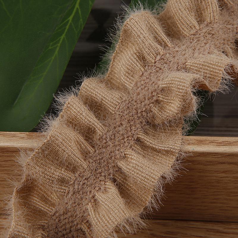 5yards Double-Side Pleated Plush Knitting Lace Trimming Ribbon for DIY Bows Clothing Decor Sewing Supplies Crafts Accessories