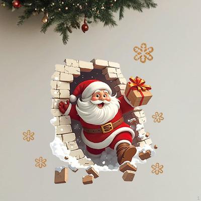 Christmas Wall Stickers Santa Claus Decals Art Decor for Living Room Kitchen