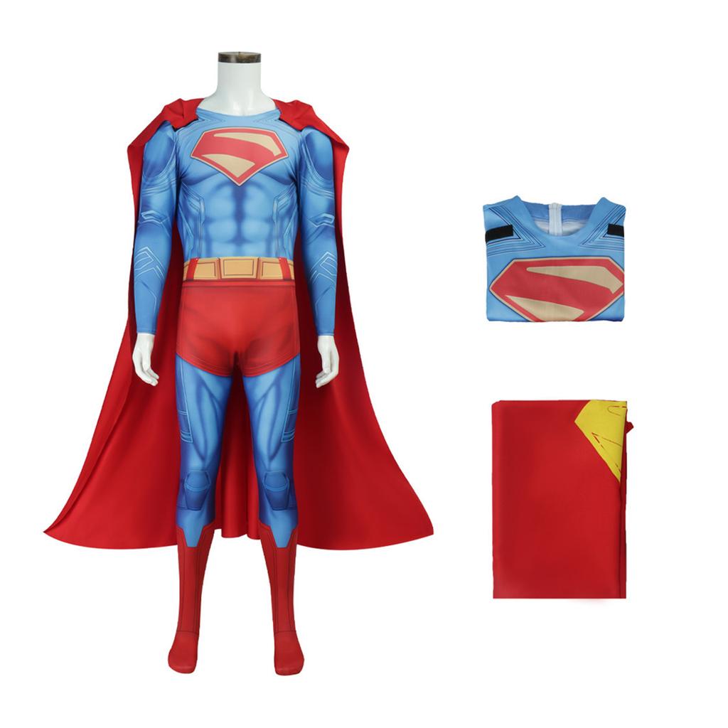 Men's Full Body Jumpsuit Costume with Cape Muscle Design for Cosplay Halloween Superhero Outfit