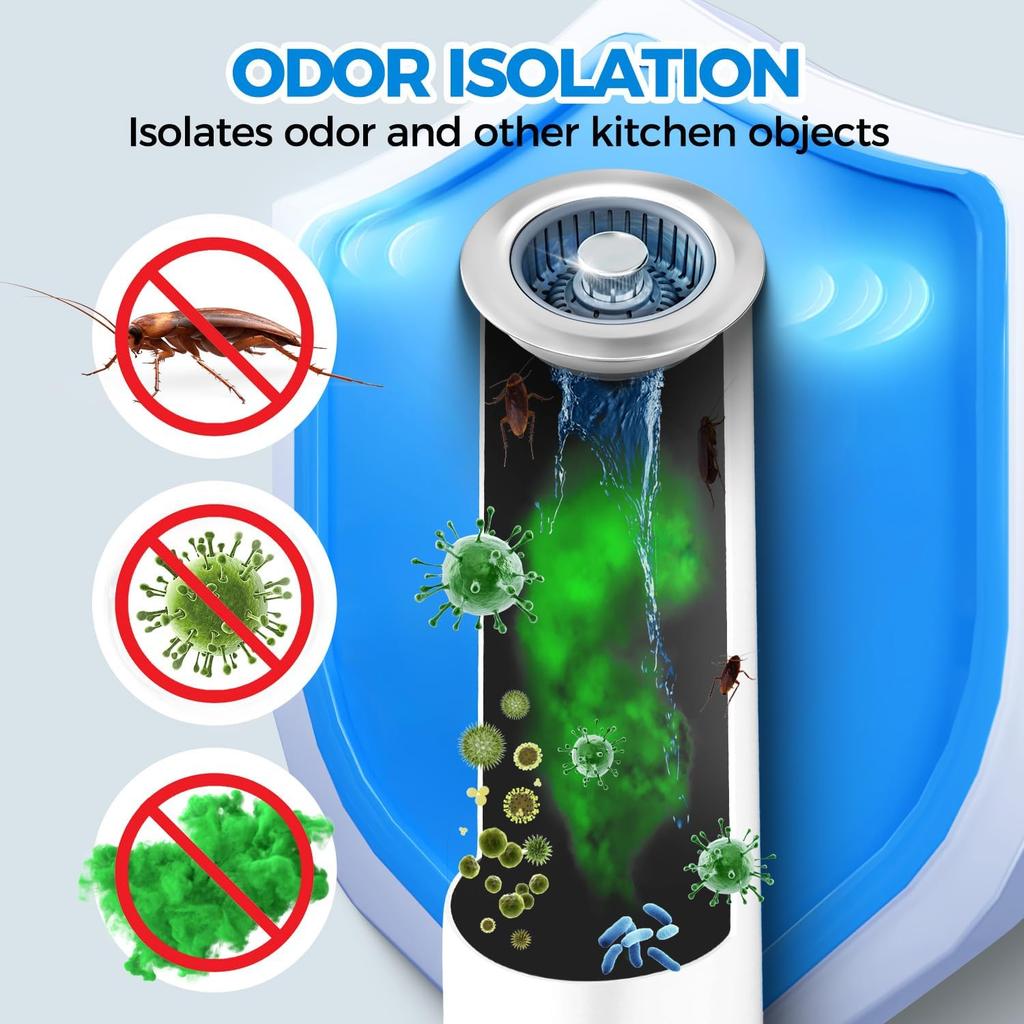 zaa Kitchen Sink Drain Strainer - Kitchen Sink Stopper, Stainless Steel Kitchen Drain Plug & Cover with Anti-Clogging Basket Strainer, Fit US