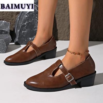 Fashion Mid Heels Loafers Womens Leather Shoes Autumn New 2025 Trend Designer Women Shoes Big Size 42 43 Pumps Zapatillas Mujer
