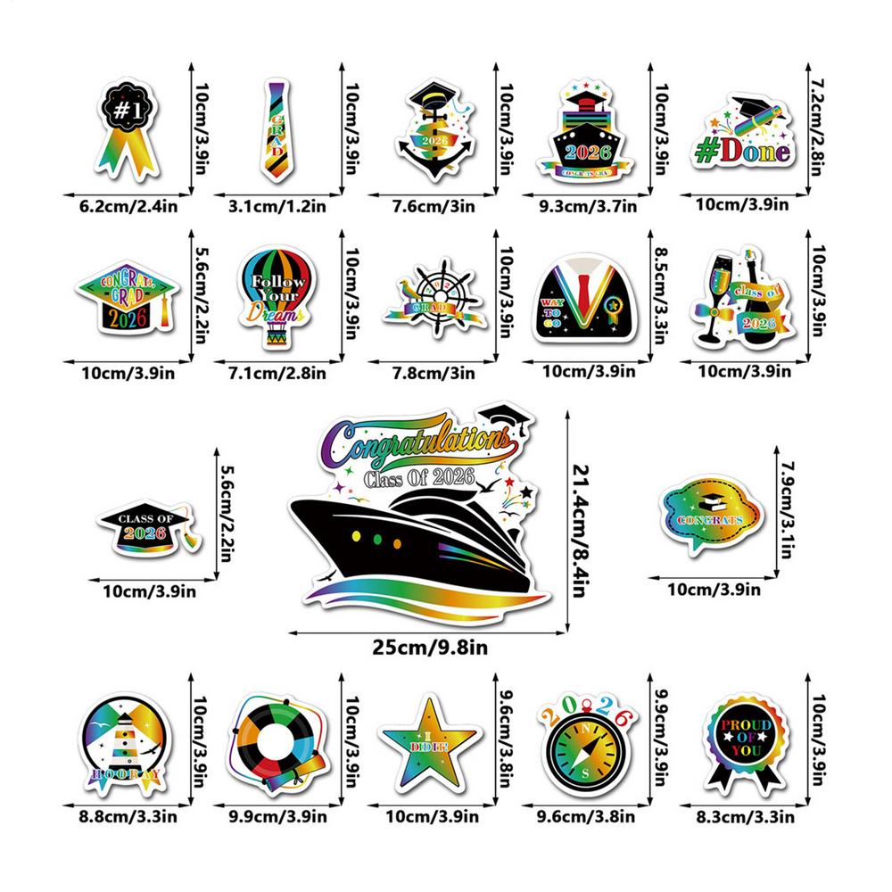 2026 Graduation Cruise Magnets Long-Lasting Inspirational Waterproof Graduation Theme Cruise Door Decorations For Carnival Cabin