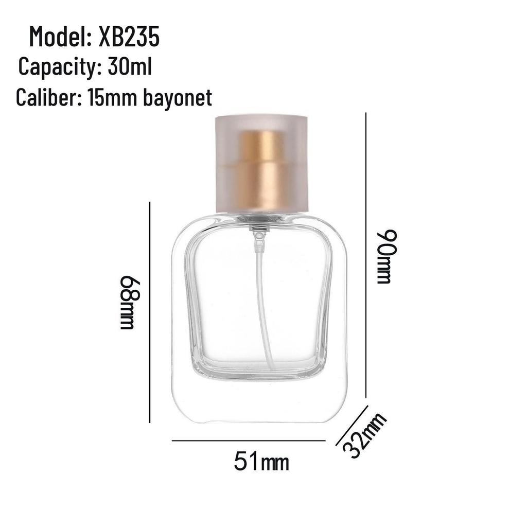 30ml Clear Glass Perfume Bottle with 15 Caliber Spray, 100ml Sample Capacity, Empty