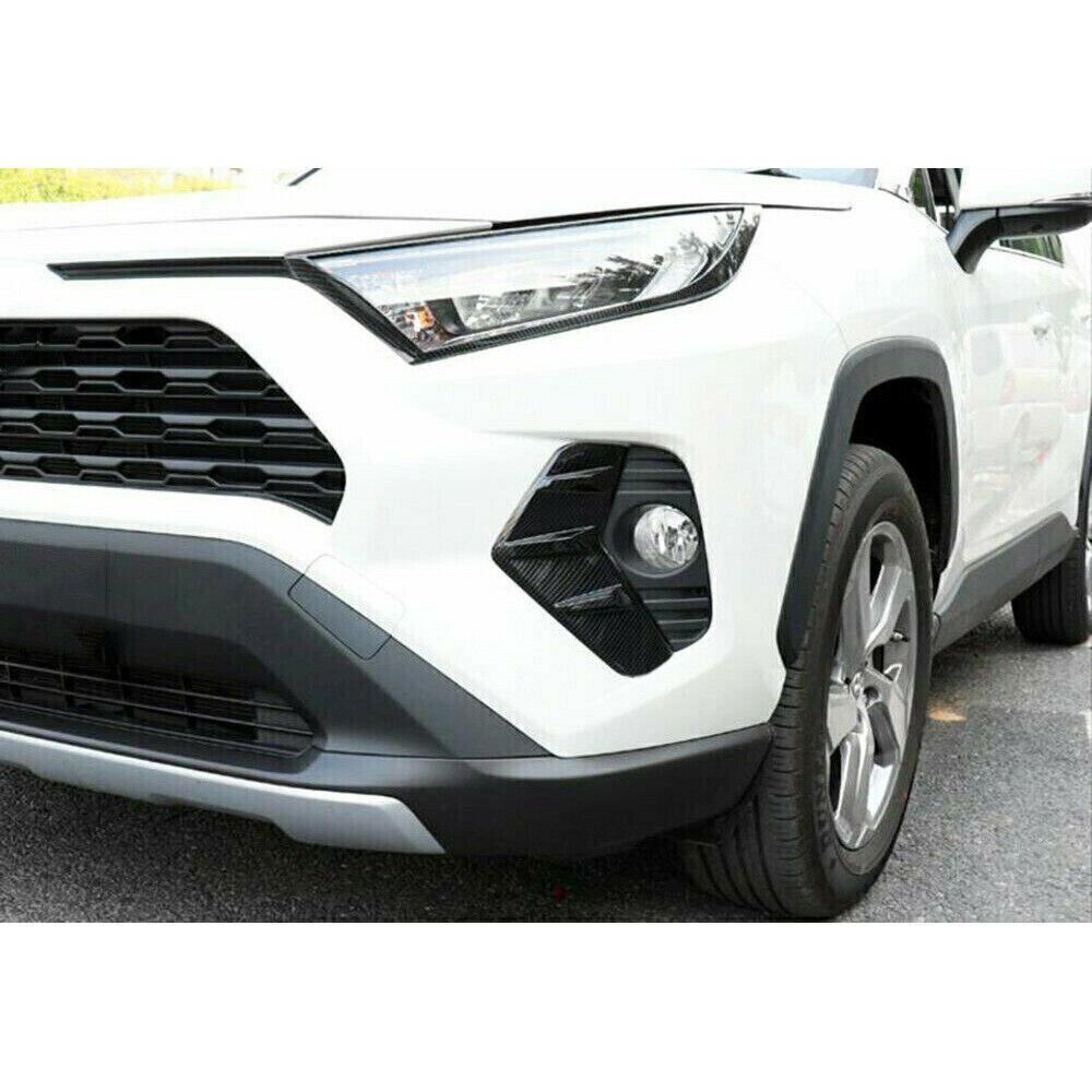 Front Fog Light Lamp Strip Cover 2PCS For Toyota RAV4 -2024 Carbon Fiber