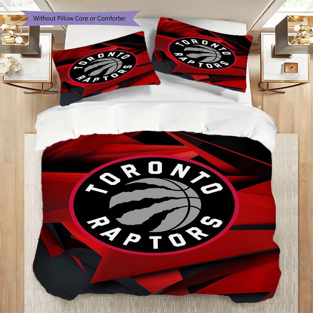 Toronto Raptors Bold Black Bedding(1 * Duvet Cover + 2 * Pillowcase, Without core)Bedding Set Soft and Comfortable Christmas Birthday Gift Bedding
