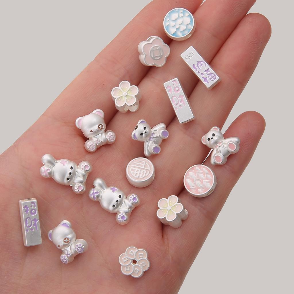 1pc Little Alloy Bear Bead Bunny Beaded Lucky Beads DIY Charm Beads Handmade Jewelry Accessories