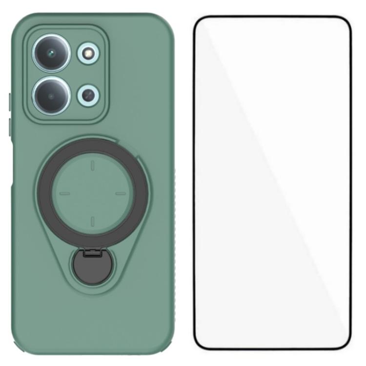 2-in-1 Handyhülle mit Ring-Ständer und Displayschutz aus gehärtetem Glas Für Redmi 15 5G Global 169,5 mm, Stoßfeste Schutzhülle aus PC+TPU