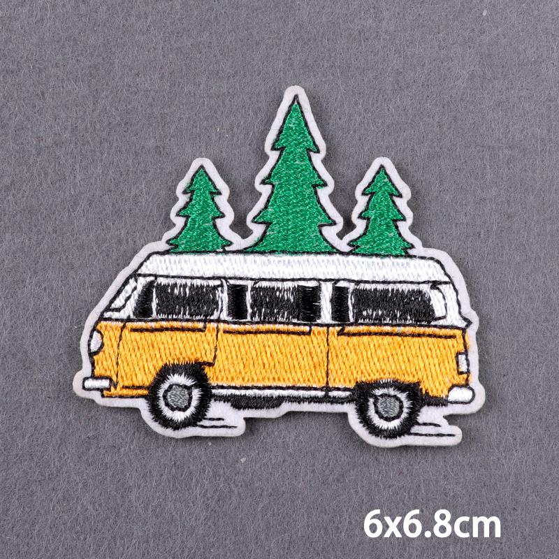 Outdoors Adventure Iron On Patches Sunrise Or Sunset Landscape Embroidery Patches For Clothes, Jeans, Jackets And Backpacks