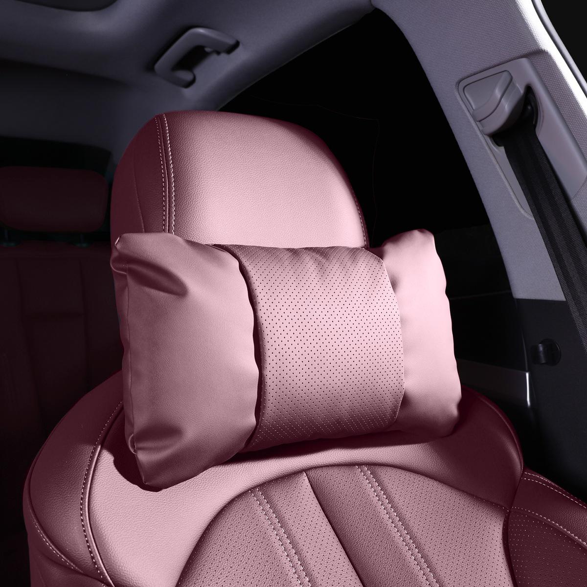 Leather Lumbar and Neck Support: Compatible with Honda CRV, Accord, Breeze, Civic, and Odyssey headrests.