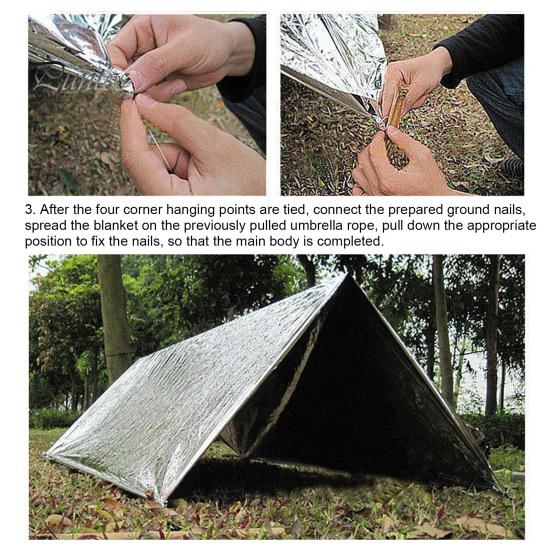 Pătură termică de urgență Pături de supraviețuire portabile, impermeabile, rezistente la vânt, rezistente la umiditate, de unică folosință, echipamente de supraviețuire reflectorizante pentru exterior
