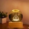 3D Shiv Crystal Ball Night Lamp, Solar System Shiv Idol Crystal Ball Night Light, USB Table Colorful LED Wooden Base Lamp for Home
