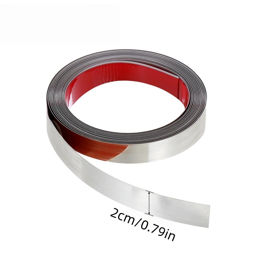 1pc 5m/196.85inMirror Self-adhesive Flat Decorative Lines Strip Stainless Steel Gold Wall Sticker Background Wall Ceiling 5m