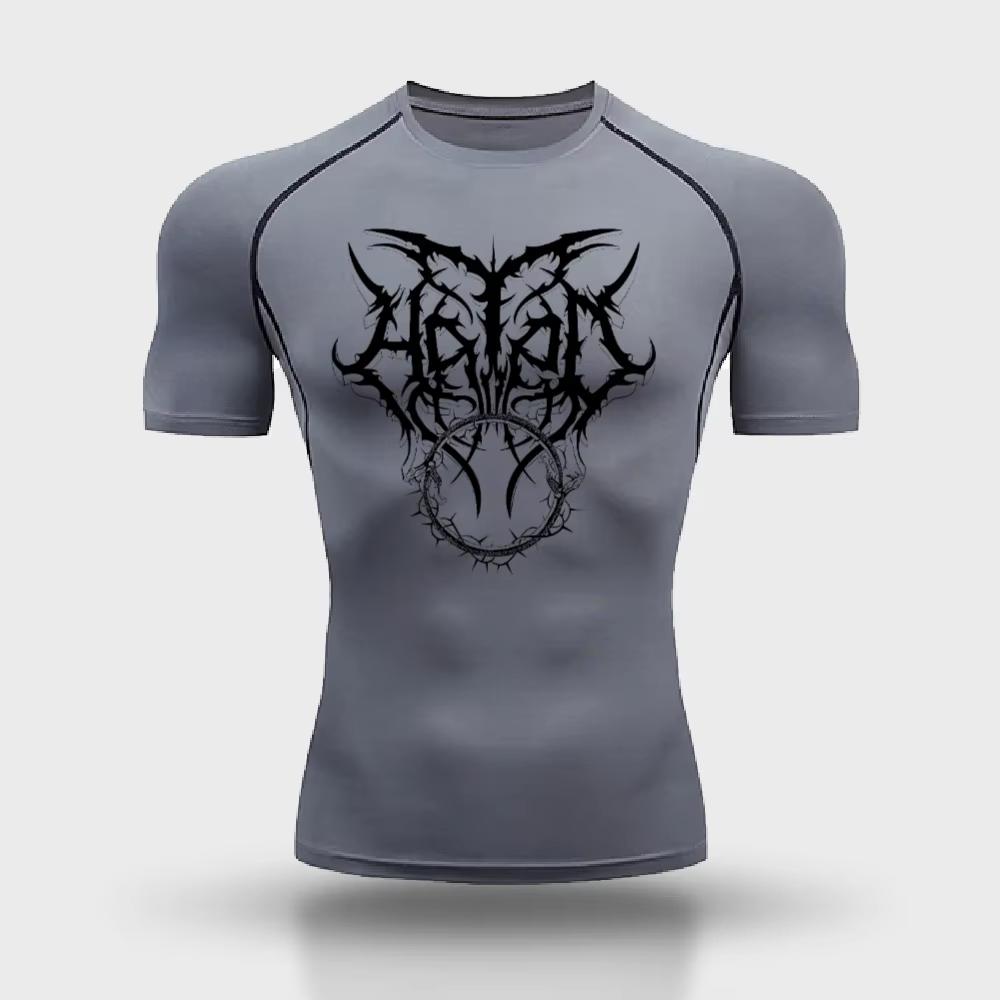 Men's Trendy Graphic-Print Compression Shirt – Summer Quick-Dry Athletic T-Shirt for Gym Workouts and Running RL812