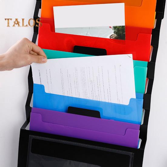 Závěsný organizér pořadačů se 6 velkými kapsami Přenosný skládací prostorově úsporný nástěnný držák pořadačů Držák na dokumenty duhové barvy