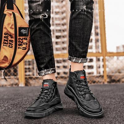 Winter Men's Cotton Shoes Velvet High-top Warm Business Leather Boots Casual