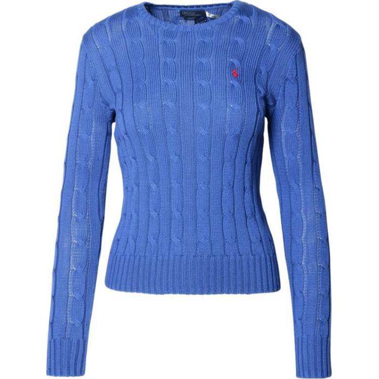

Polo Ralph Lauren Логотип Вышитый Круглый Вырез Приталенный Крой Длинный Рукав Вязаный Топ Женские топы Синий 211891640-018 L