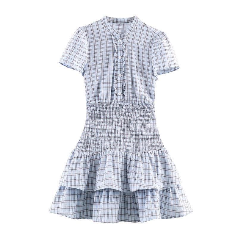 Spring 2026 Plaid Layered Short Dress - Fresh Style Arrival 3067318 Large