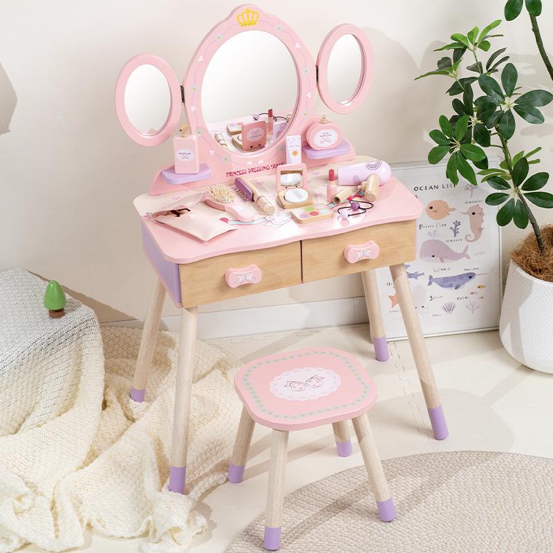 Children’s Wooden Princess Vanity Set with Jewelry Box