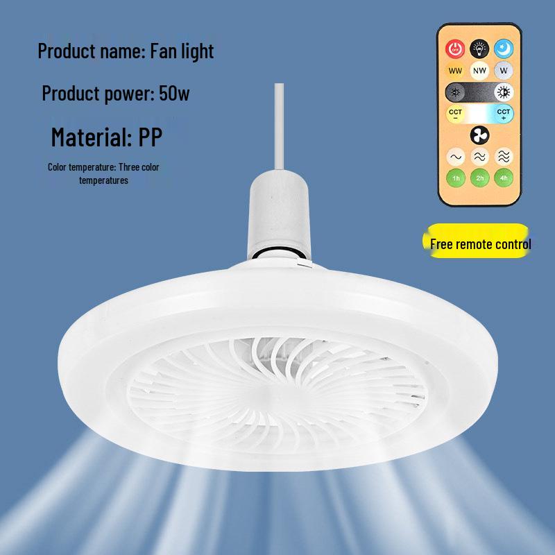 Silent E27 Ceiling Fan Light with Six Blades for Bedroom and Living Room