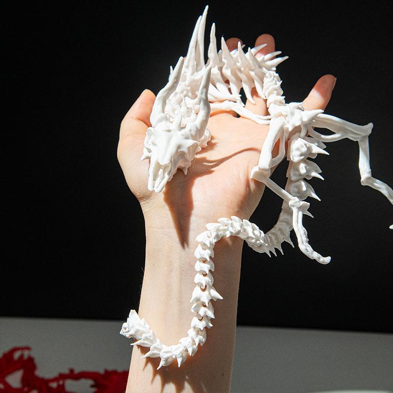 New 3D Printed Dragon Skeleton Model Full Body Movable Joint Skull Dragon Ornaments Creative Desktop Decoration Collection Gifts