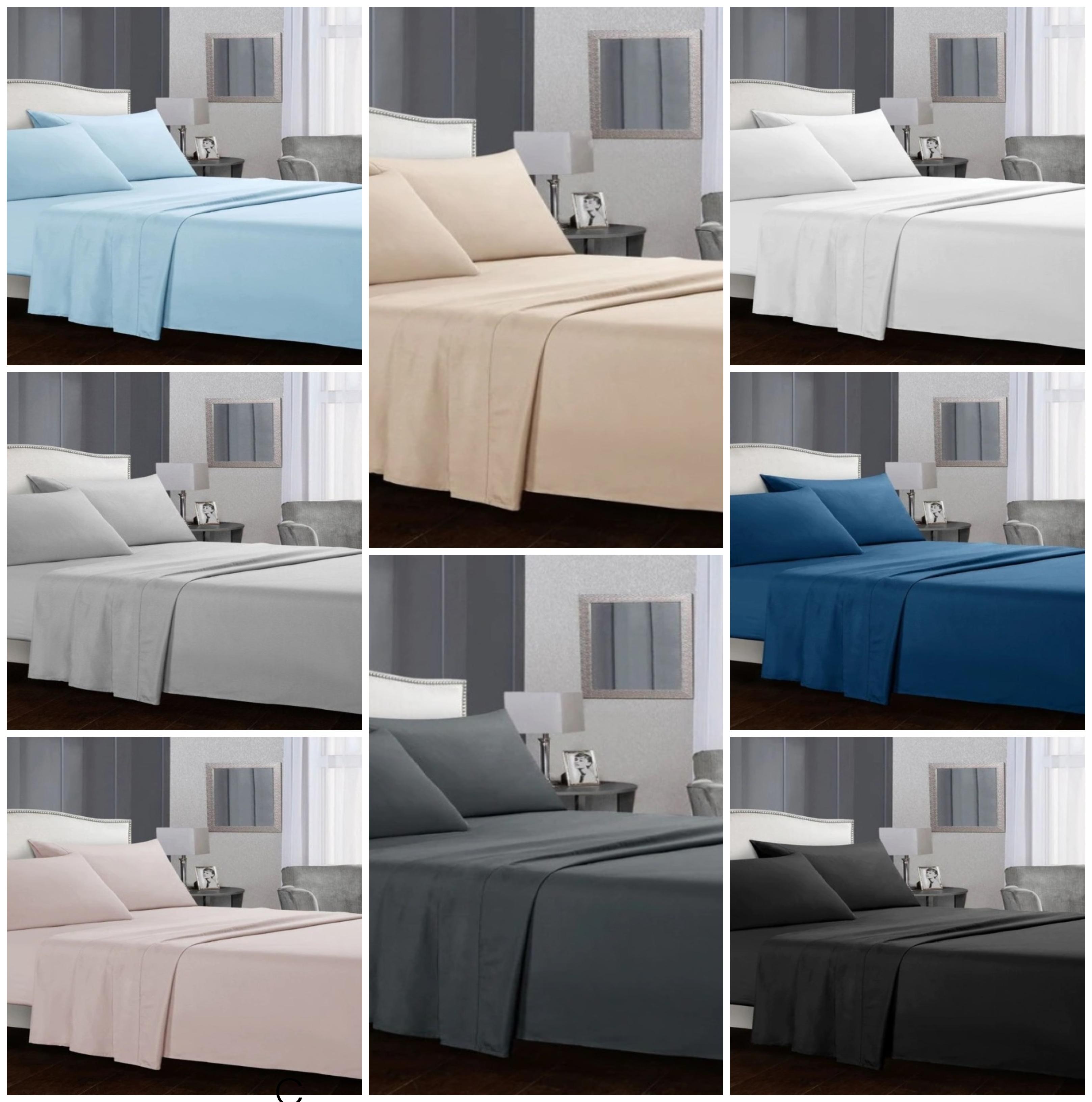 

Набор из 3 плоских простыней из 100% хлопка и наволочки, наволочки и качественной простыни однотонного цвета, качество 5-звездочного отеля 160x240 cm синий