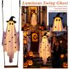 Hanging Ghost Swing Halloween Decoration with LED Lights Outdoor Indoor Party Yard Hanging Prop for Seasonal Haunted Atmosphere