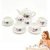 1Set Floral Pretend Play Tea Set Plastic Simulation Teapot Cup Toy Afternoon Tea Role Play Kitchen Toys For Girls Gifts