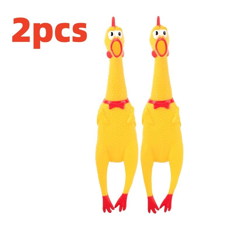 Yellow rubber squeaky chicken, screaming sound monster chicken, children's toy, pet toy, stress relief toy