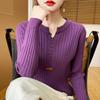 Autumn Winter Women Sweaters Pullovers V-Neck Solid Button Korean Fashion Casual Long Sleeve Thicken Bottoming Shirt Knit Tops