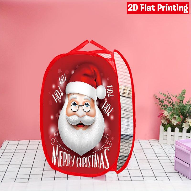 1Pcs Christmas Red Black Plaid Snowman Pop-Up Laundry Hamper Expandable Mesh Hamper Basket for Room Bedroom Bathroom Organization Contemporary Storage