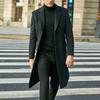 Coupe-vent pour hommes, couleur unie, col rabattu, simple boutonnage, épais, droit, longueur aux genoux, manteau Long de Style britannique, automne et hiver