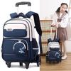 Kinder Rollkoffer Rucksack 2-in-1 Wasserdicht Rollende Schultasche für Jungen Mädchen Grundschüler Rucksack Buchtasche