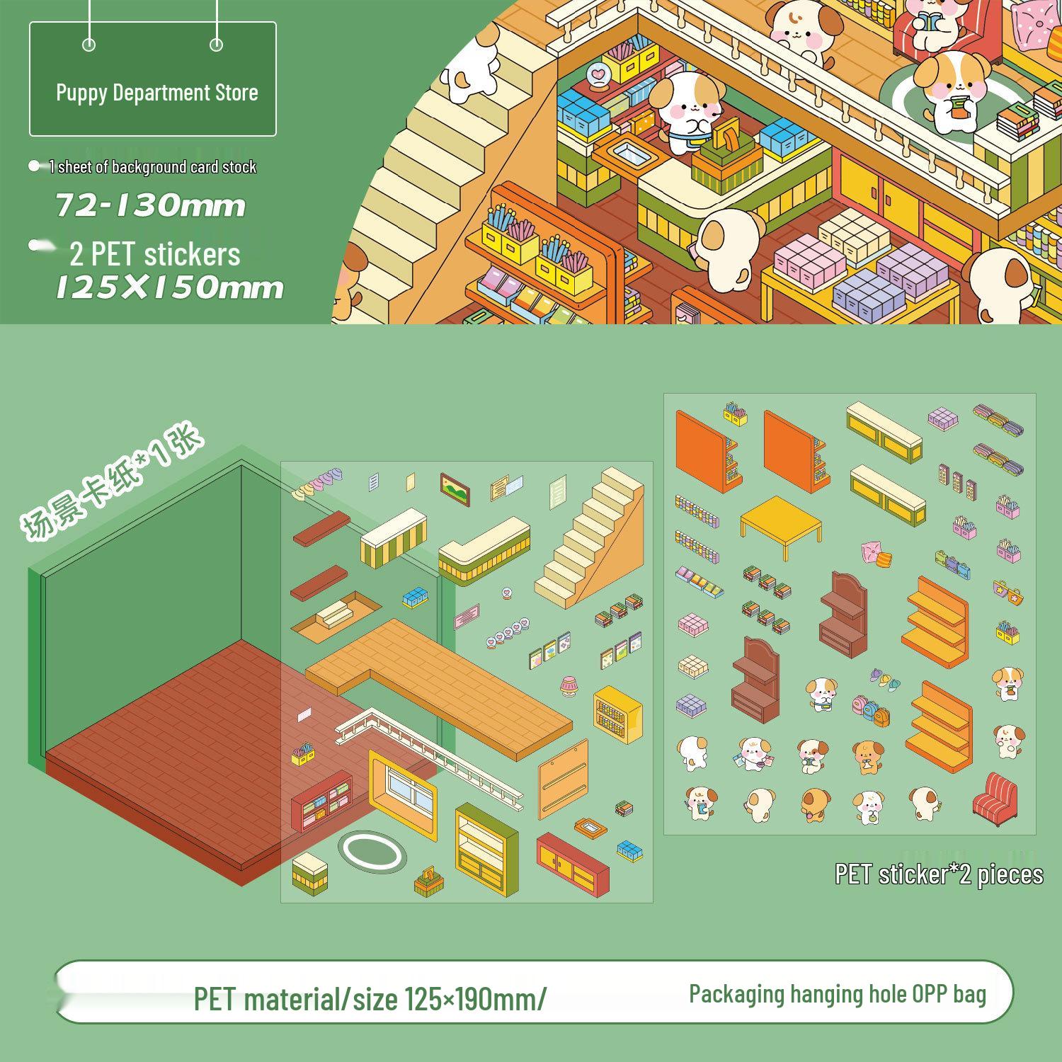 Zaomao Cute Town 3D Landscape Stickers - Fun DIY Student Pack