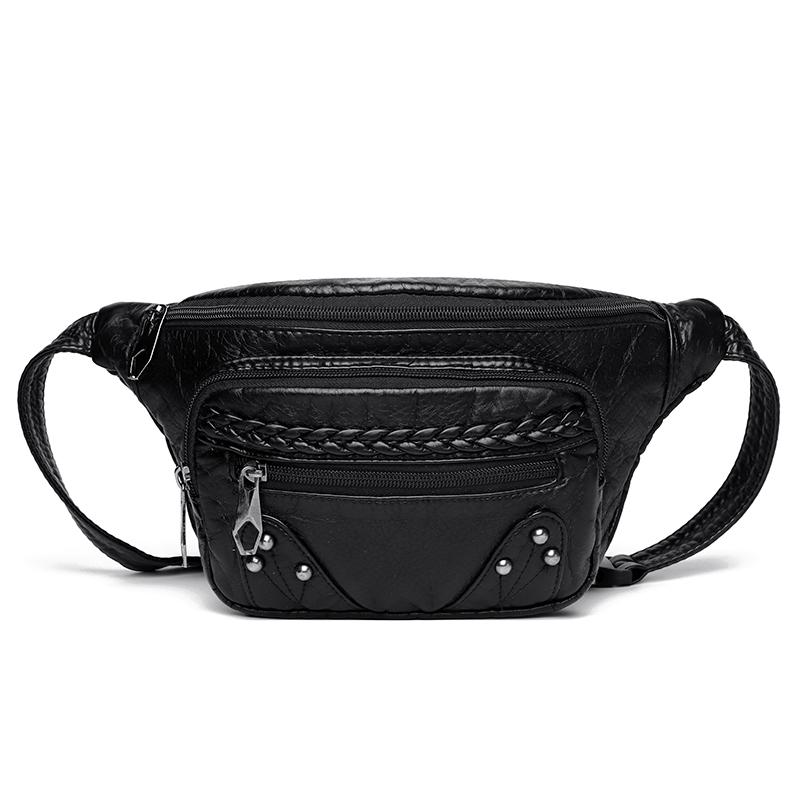 

Женская сумка через плечо большой емкости, однотонная нагрудная сумка, поясная сумка из искусственной кожи, сумка для мобильного телефона чёрный