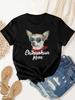 Womens Cool Chihuahua with Letter Print Funny TShirt Round Neck Summer Casual Top Women Fashion Short Sleeve Clothing