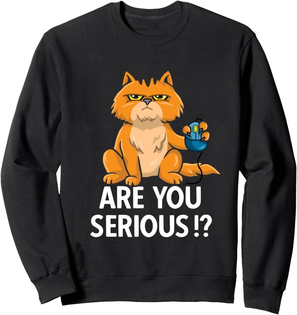 Are You Serious Angry Cat - Funny Clark Quote Xmas Unisex Crewneck Sweatshirt